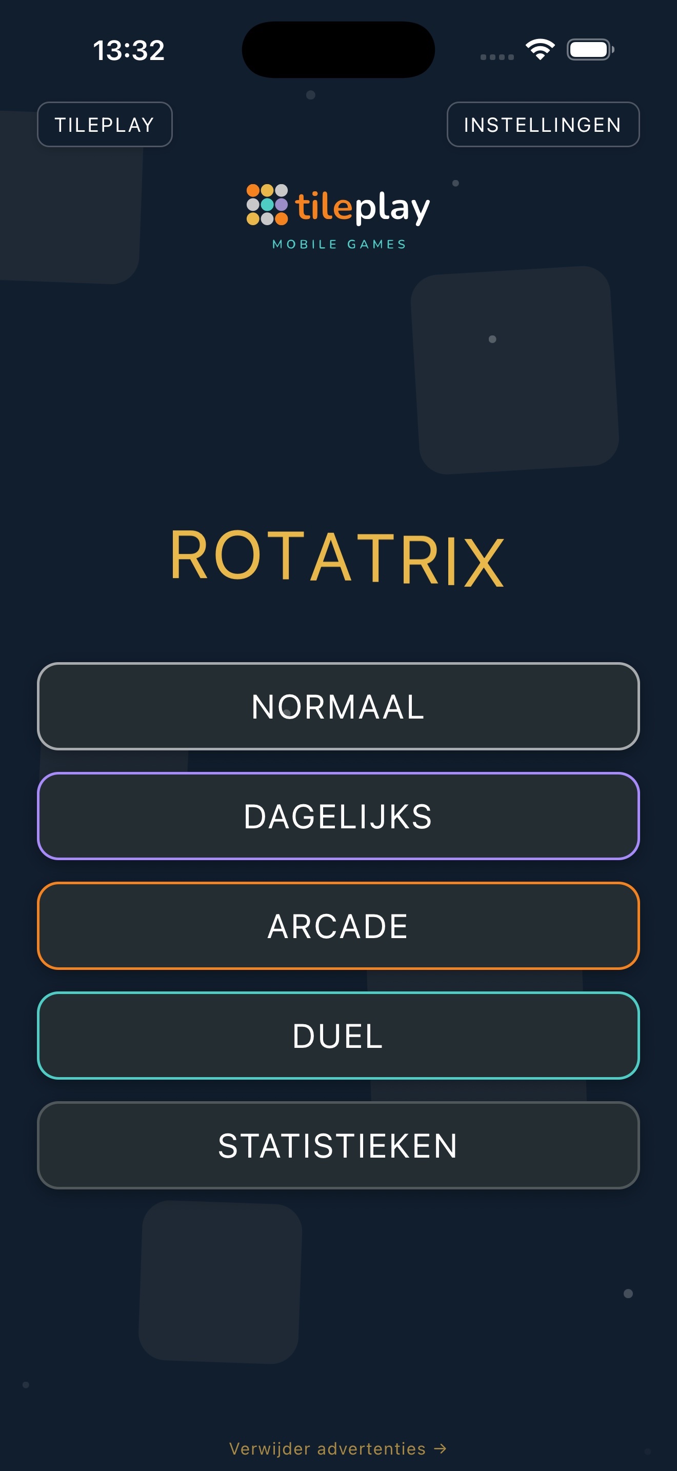 ROTATRIX hoofdmenu